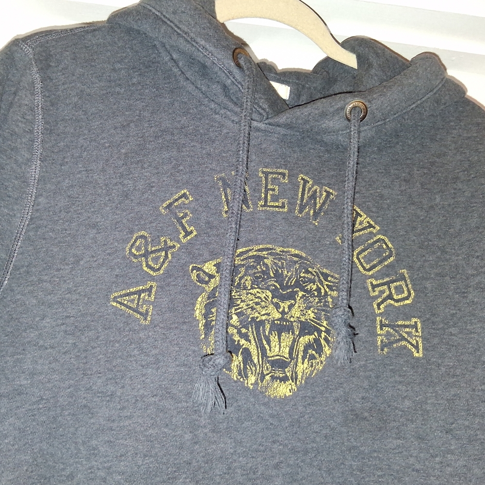 Vtg Abercrombie & Fitch Men SzL Charcoal Grey Y2K Muscle Fit Hoodie